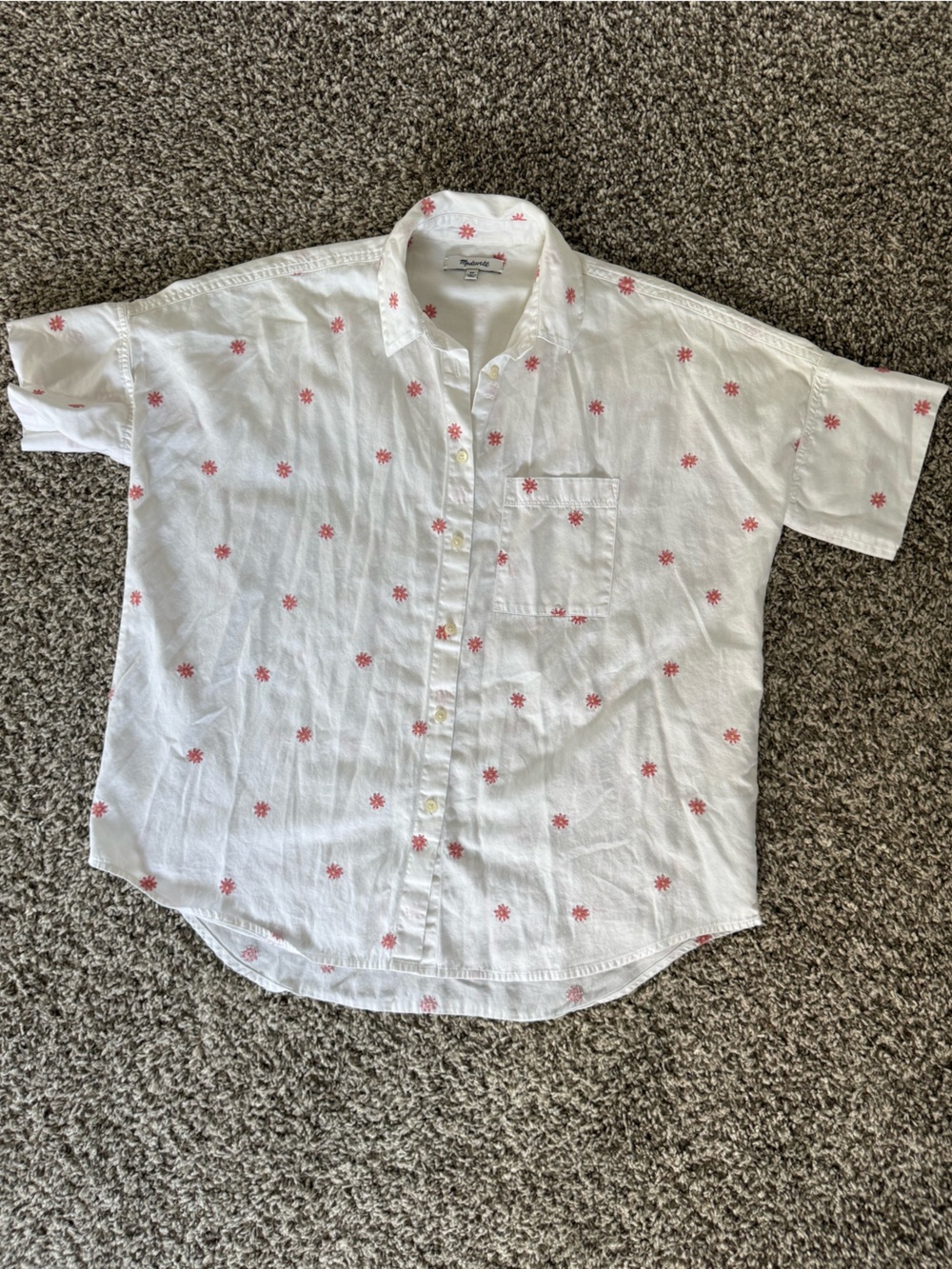 Madewell 100% Cotton Boho Ditsy Floral Embroidered Button-Down Shirt